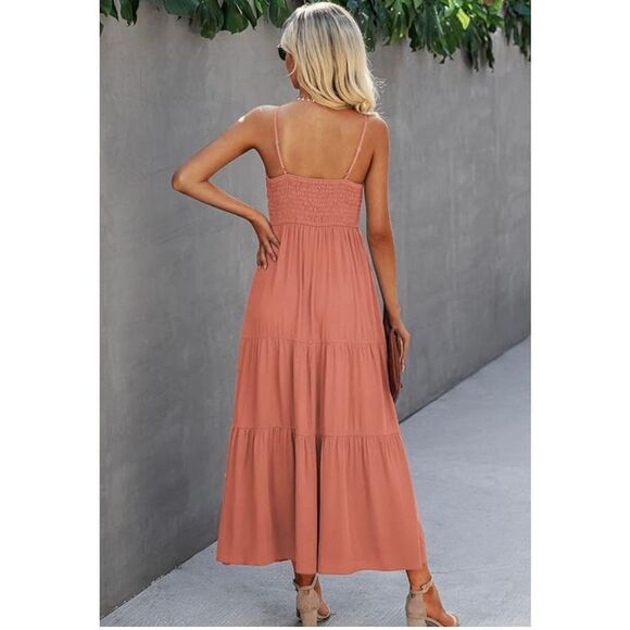 Coral Lace Detail Maxi Dress - Picture 3 of 11